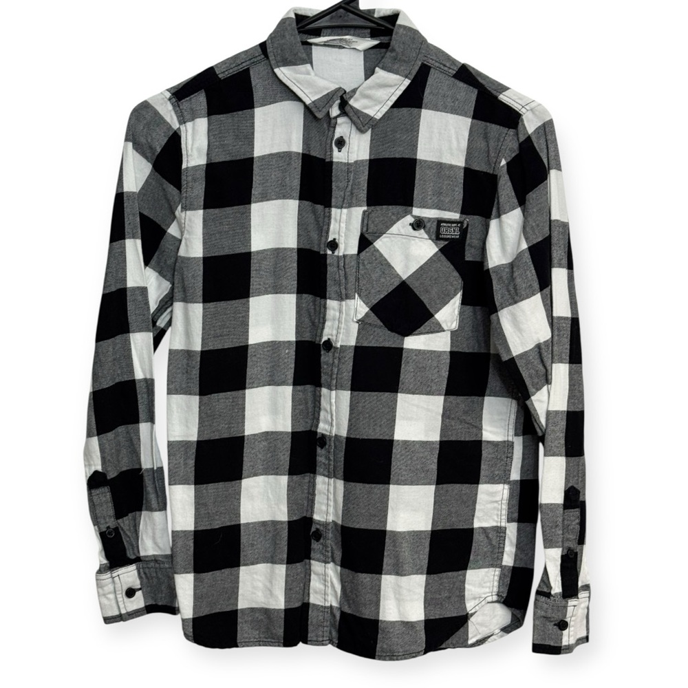 H&M Boys Black and White Plaid Casual Shirt Size 14